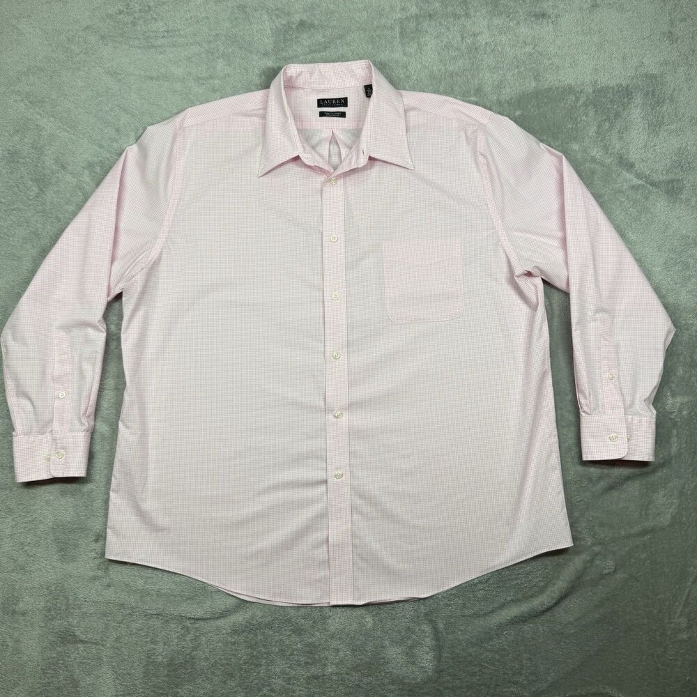 Lauren Ralph Lauren Button Down Shirt Men’s 2XL Pink Stretch Fabric Regular Fit